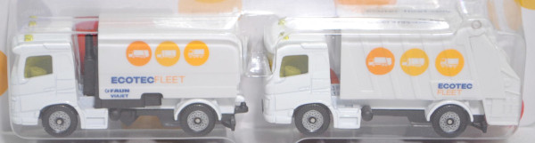 00401 Kommunal Set: FAUN Kehrfahrzeug + Müllwagen, weiß, ECOTECFLEET, SIKU, P29e Werbeblister