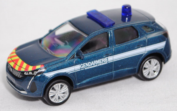 Peugeot 3008 II GT (2. Gen., Facel. 2020, Mod. 20-) Gendarmerie, celebes blau met., Norev, 1:65, mb