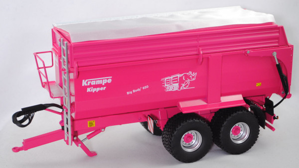 Krampe Big Body 650 Muldenkipper mit Silageaufsatz und Plane, pink, Pink Ribbon, Wiking, 1:32, mb