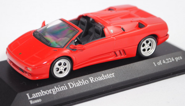 Lamborghini Diablo VT Roadster (Modell 1995-1999), rosso (Farbcode 231136), Minichamps, 1:43, PC-Box