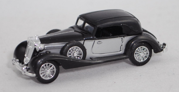 Horch 853 Cabriolet geschlossen (Modell 1935-1939), schwarz/silbergraumetallic, Busch, 1:87, mb