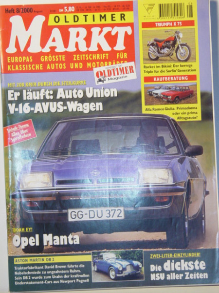MARKT EUROPAS GRÖSSTE OLDTIMER-ZEITSCHRIFT, Heft 8, August 2000