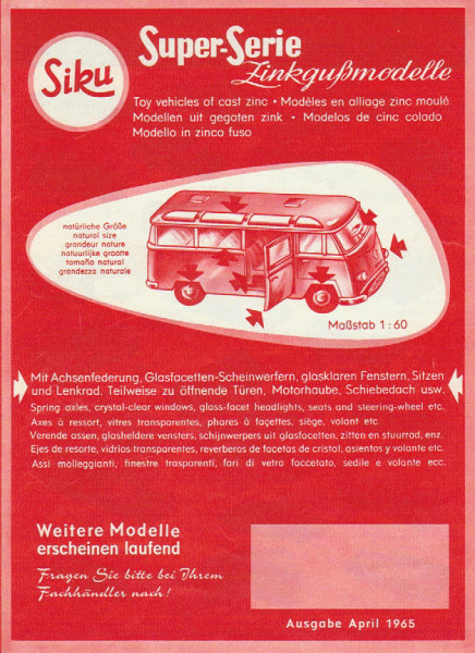 Verbraucherprospekt / Katalog Zinkgußmodelle 04/1965, 4 Seiten, 16,0 x 22,1 cm