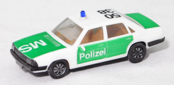 Audi 100 GL 5E (2. Gen., C2, Typ 43, VFL, Mod. 77-79) Polizei, weiß/grün, MS / 50 / 38, Herpa, 1:87