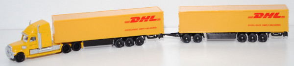 00002 FREIGHTLINER® CORONADO® CC132 6x4 (Modell 2001-2010) DHL Road Train, gelb, SIKU, 1:87, L17mpK