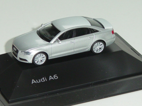 Audi A6, Mj. 2011, eissilber, Herpa, 1:87, Werbeschachtel