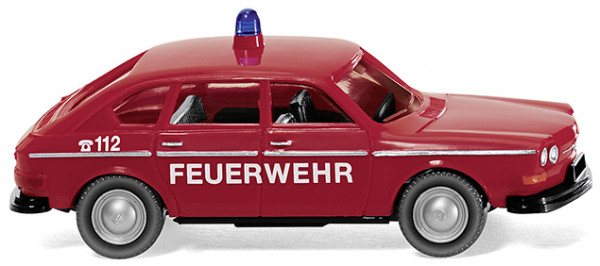 Feuerwehr - VW 411 Limousine mit Schrägheck (Typ 4, Viertürer, Modell 1968-1972), rot/schwarz, 112 F
