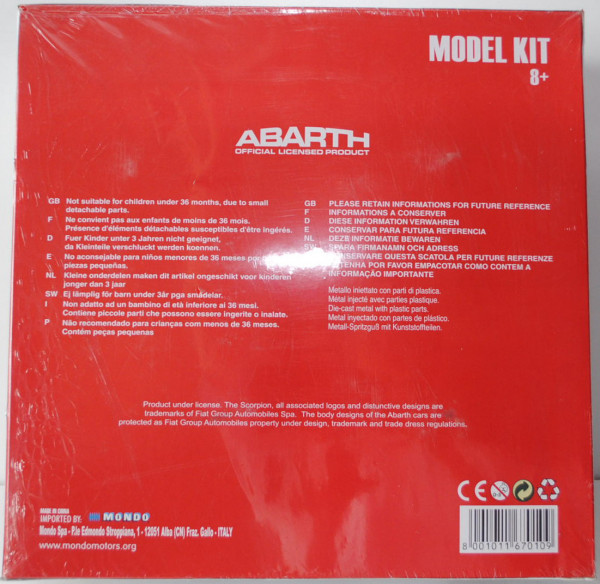 Abarth 500, Modell 2008-, passione rot, Bausatz, MondoMotors, 1:18, mb