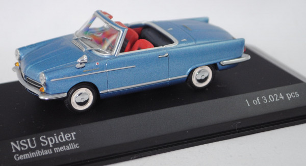NSU Wankel-Spider (Typ 56, Cabriolet, Mod. 1964-1967), geminiblau metallic, Minichamps, 1:43, PC-Box