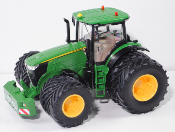 00000 John Deere 7290R Traktor mit Doppelreifen und Bluetooth Fernsterung, grün/gelb, 1:32, L18
