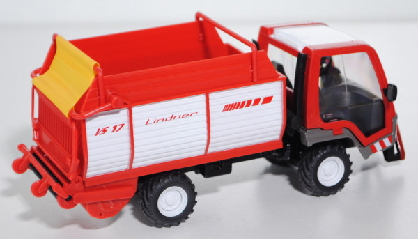 Lindner UNITRAC 82ep (Typ Agrar, Serie 2) mit Ladewagen, verkehrsrot/reinweiß/signalgelb, innen schw