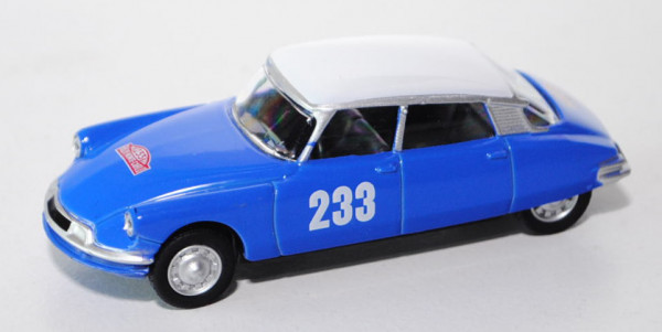 Citroen DS 19 (Modell 1955-1962), blau, Dach weiß, Rallye Monte Carlo 1963, Nr. 233, 1:58, Norev, mb