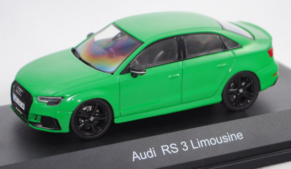 Audi RS3 Limousine (Typ 8V, Modell 2017-), vipergrün, iScale, 1:43, PVC-Box (EAN 43000043)