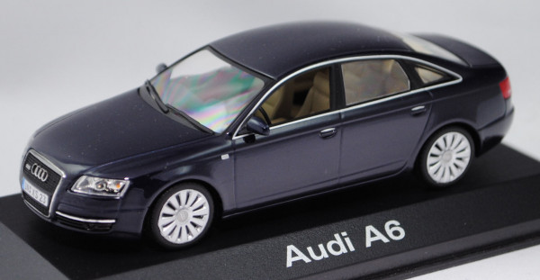 Audi A6 (C6, Typ 4F, Modell 2004-2008), nachtblau metallic, Minichamps, 1:43, Werbeschachtel