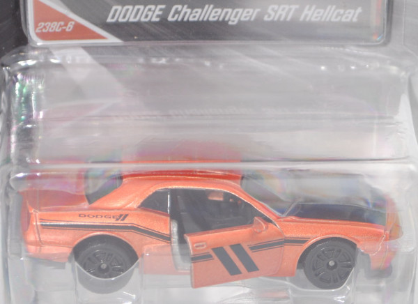 Dodge Challenger SRT Hellcat (Facelift, Mod. 2014-2018), hell-kupferbraunmet., majorette, 1:66, mb