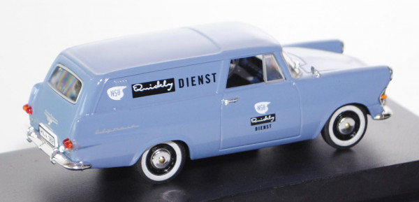 Opel Rekord P2 Caravan, Modell 1960-1963, Baujahr 1960, taubenblau, NSU Quickly DIENST, 1:43, Starli