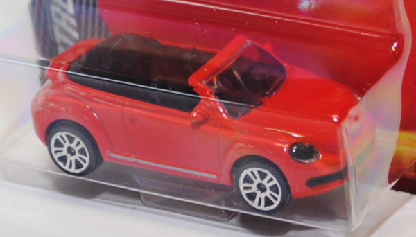 VW Beetle Cabriolet (Typ 5C) (Nr. 203A), Modell 2012-, feuerrot, majorette, 1:60, Blister
