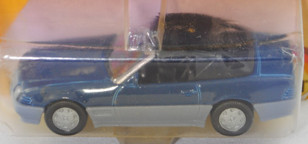00002 Mercedes-Benz 500 SL m. Hardtop (R 129, Mod. 89-92), saphirblau/grau, SIKU, 1:55, P23 vergilbt
