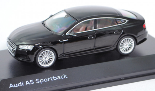 Audi A5 Sportback (Typ 9T / F5, AU493, Modell 2017-), mythosschwarz, Minimax, 1:43, Werbeschachtel