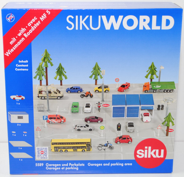 00000 SIKU WORLD Garagen und Parkplatz, 1:50 / 1:55, Inhalt: 2 Platten, 3 Garagen, 1x Wiesmann