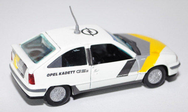 Opel Kadett GSi (Typ E, Dreitürer, Schrägheck) Rennversion DEALERTEAM, Modell 1984-1989, cremeweiß,