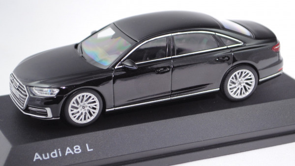 Audi A8 L (D5, Typ 4N, Modell 2017-), mythosschwarz, iScale, 1:43, Werbeschachtel