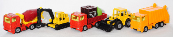 00003 GB + IE Set: Betonmischer+Bagger+Recycling-Transporter+Frontlader+Müllwagen, P32mpR