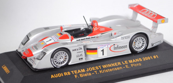 Audi R8, Team Joest, Le Mans 2001, Biela/Kristensen/Pirro (Winner), Nr. 1, IXO, 1:43, PC-Box