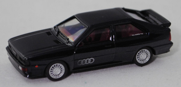 Audi quattro (Baureihe B2, Typ 85Q, Modell 1980-1982), schwarzmetallic, innen rot, Herpa, 1:87, mb