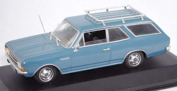 Opel Rekord C Caravan 1700 mit Dachgepäckträger (3-türig, Mod. 66-69),blau, Minichamps, 1:43, PC-Box