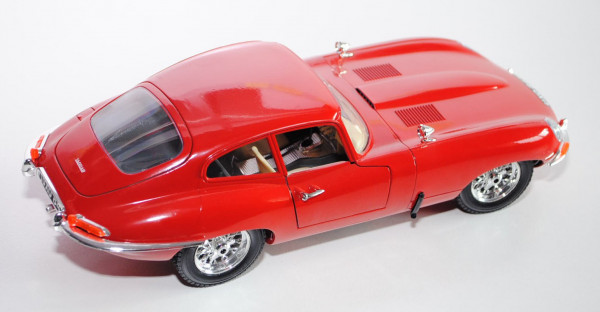 Jaguar E-Type Coupe (1961), rot, Türen + Motorhaube + Kofferraum zu öffnen, mit Lenkung, Bburago, 1: