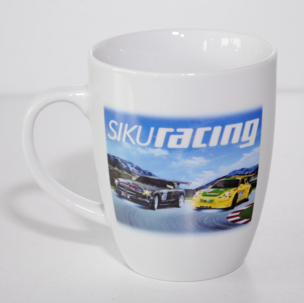 SIKU Jahrestasse 2014, weiß, mit Abbildung SIKU racing, SND Porzellan Manufaktur, mb