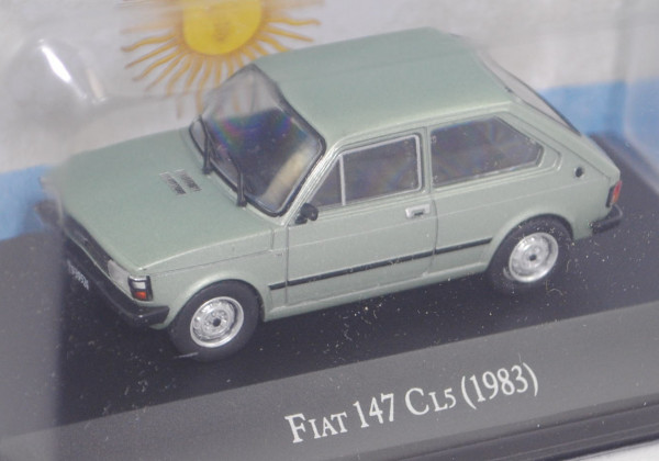 FIAT 147 CL 5 (Mod. 83-84) vgl. FIAT 127 (Mod. 77-82), grünmetallic, EDITION ATLAS, 1:43, Hauben-Box