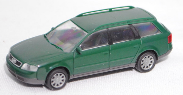 Audi A6 Avant 2.7 T quattro (2. Gen. A6, C5, Typ 4B, Mod. 99-01), moosgrün, Rietze, 1:87, Werbebox