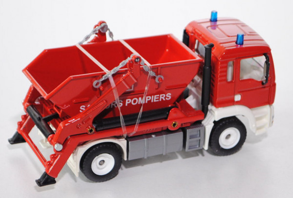 00100 F MAN TGM Absetzkipper Feuerwehr, verkehrsrot/reinweiß, SAPEURS POMPIERS / 18 / portable / 112