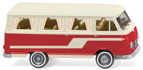 Borgward Campingwagen B611 (Mod. 1957-1962, Baujahr 1957), perlweiß/rot, Stoßstangen silber, Wiking