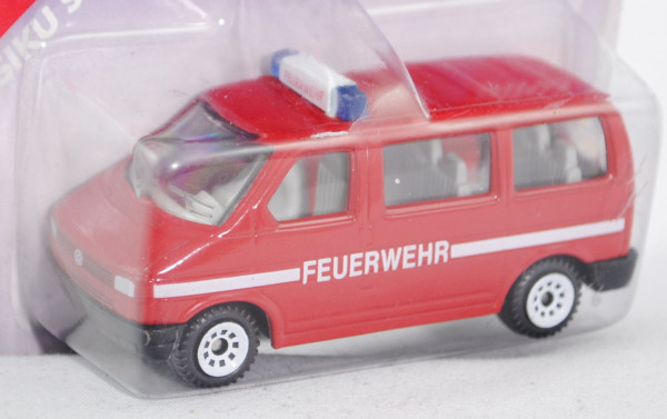 VW T4 Caravelle (Modell 1990-1995) Feuerwehrbus, signalrot, innen lichtgrau, Lenkrad integriert, FEU