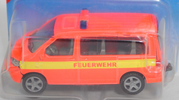 00401 VW T5.1 Multivan (Modell 2003-2009) Feuerwehr, leuchthellrot, FEUERWEHR, SIKU, 1:58, P28b