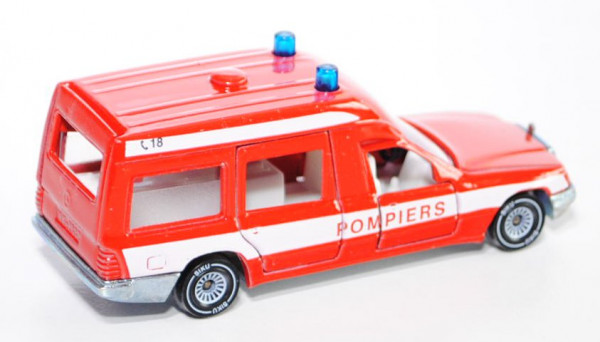 00100 Mercedes 260 E Binz-Ambulanz, verkehrsrot, POMPIERS / C 18, B4, L14a, F
