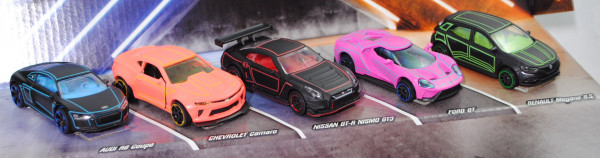 Light Racer Set: Audi R8+Chevrolet Camaro+Nissan GT-R NISMO GT3+Ford GT+Renault Mégane R.S., mb