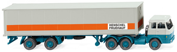 Hanomag-Henschel (Mod. 69-71) Containersattelzug, weiß/blau, HENSCHEL/FRUEHAUF, Wiking, 1:87, mb