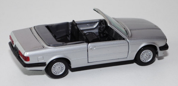 BMW 325i Cabrio (Typ E30/2C), Modell 1985-1990, silber, Türen + Heckklappe zu öffnen, GAMA mini, 1:4