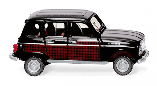 Renault 4 Parisienne (auch R4 genannt, Mod. 63-64), schwarz, Muster auf Türen rot, Wiking, 1:87, mb