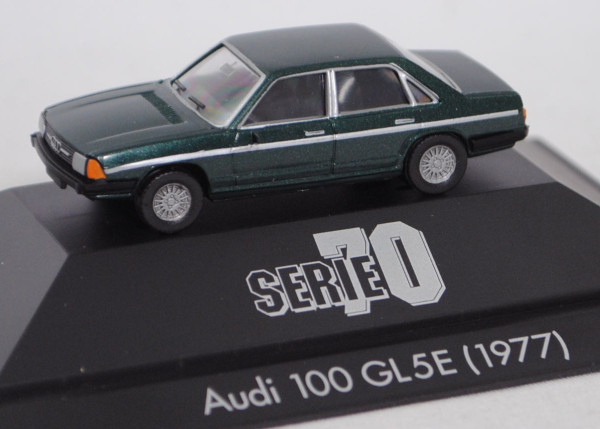 Audi 100 GL 5E (C2, Typ 43, Mod. 1977-1979), dunkel-moosgrünmet., Herpa, 1:87, PC-Box ohne Deckel