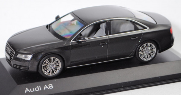 Audi A8 (3. Gen. Audi A8, Baureihe D4, Typ 4H, Mod. 10-13), oolonggrau, Kyosho, 1:43, Werbebox m-