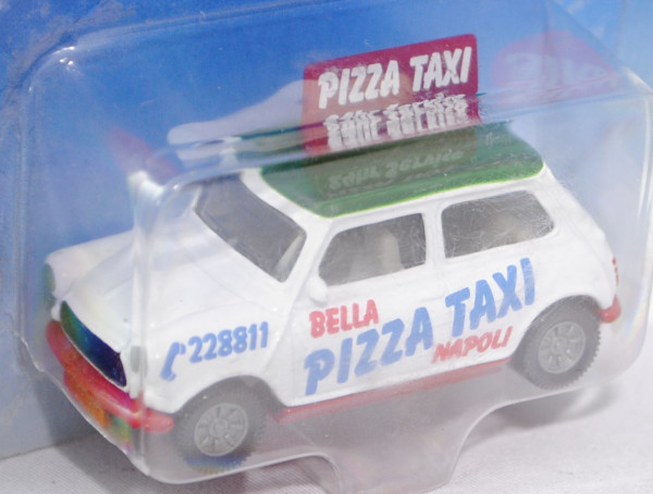 00002 Mini Cooper (Typ MK VI, Mod. 92-96) Pizza-Taxi, reinweiß/minzgrün/karminrot, Dachschild PIZZA