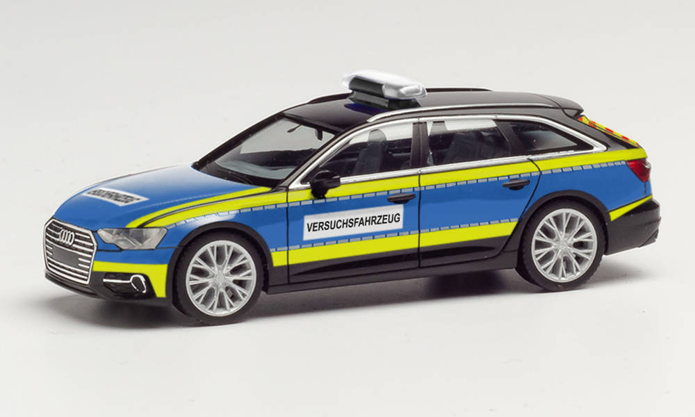 Audi A6 Avant (C8, Typ 4K / F2, Modell 2018-) Polizei Versuchsfahrzeug,  schwarz, Herpa, 1:87, mb, Produktarchiv, Online-Shop