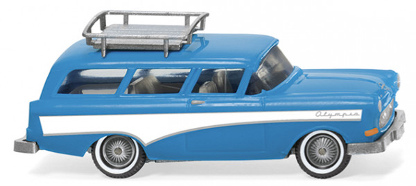 Opel (Olympia) Rekord P1 CarAVan (Typ Rekord '57, Modell 1957-1962), hellblau/weiß, Wiking, 1:87, mb