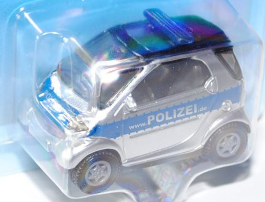 00001 Smart fortwo Coupé (Typ C 450, Modell 1998-2002) Polizei, weißaluminiummetallic/verkehrsblau,