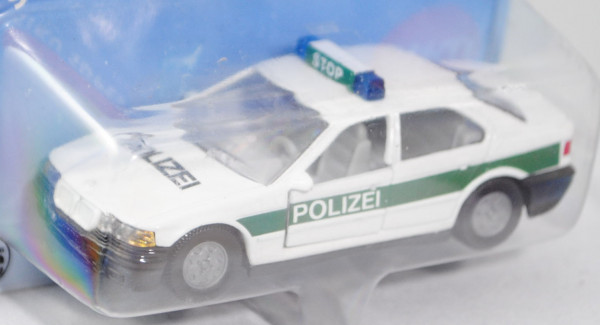 00003 BMW 320i (Baureihe E36, Modell 1992-1996) Polizei-Streifenwagen, reinweiß/hell-moosgrün, innen
